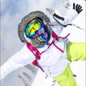 White Columbia Down Ski Jacket w/Fur Hood -XL